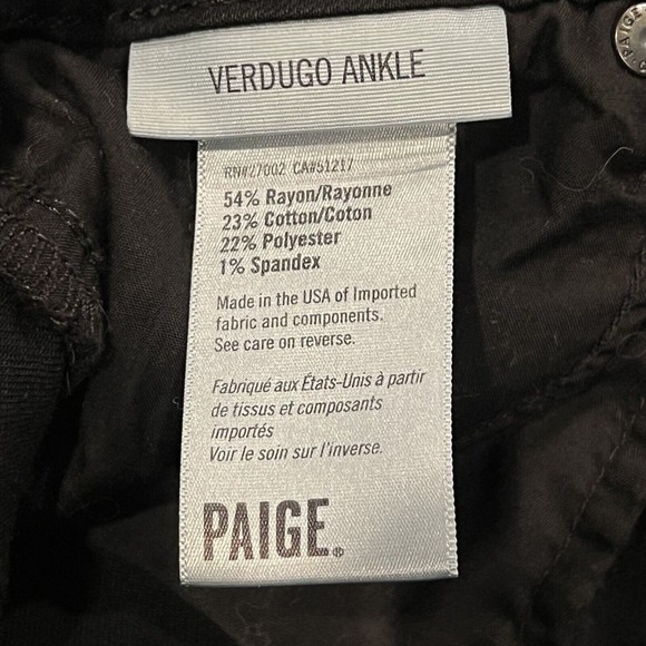 Paige Women Verdugo Ultra Skinny Black Wash Stretch Denim Jean Size 27 (26X27.5) - Picture 10 of 16